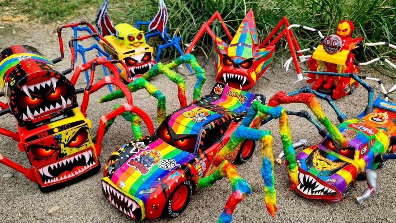 Upgrade RC LIGHTNING MCQUEEN EATER Monster Percy Spider, Monster Mcqueen Monster Truck Police Car