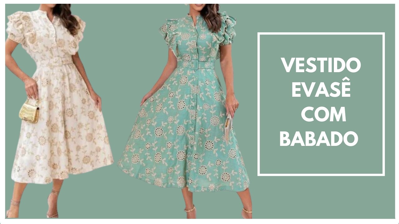 Vestido evasê com babado - modelagem e costura