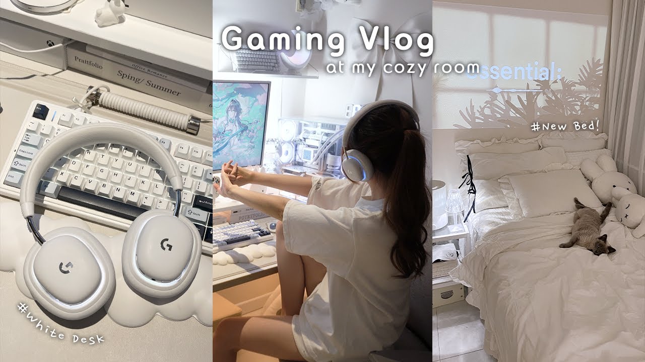 Gaming Vlog | Making a cozy bedroom and playing games🛏🎮 | Emma Comfort Mattress Review🤍