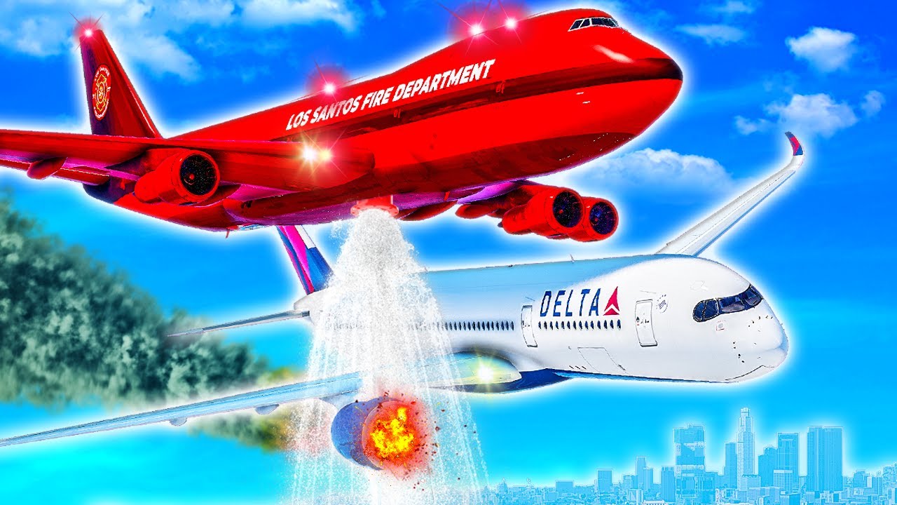 Firefighter Jet Puts Out Airplane on FIRE in GTA 5!