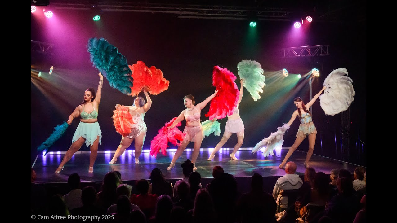Feather Fan Dance students perform Eusexua - The Bombshell Burlesque Academy