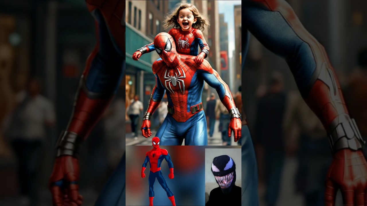 Superheroes have their daughter sitting on their shoulders #marvel #avengers #spiderman #shorts