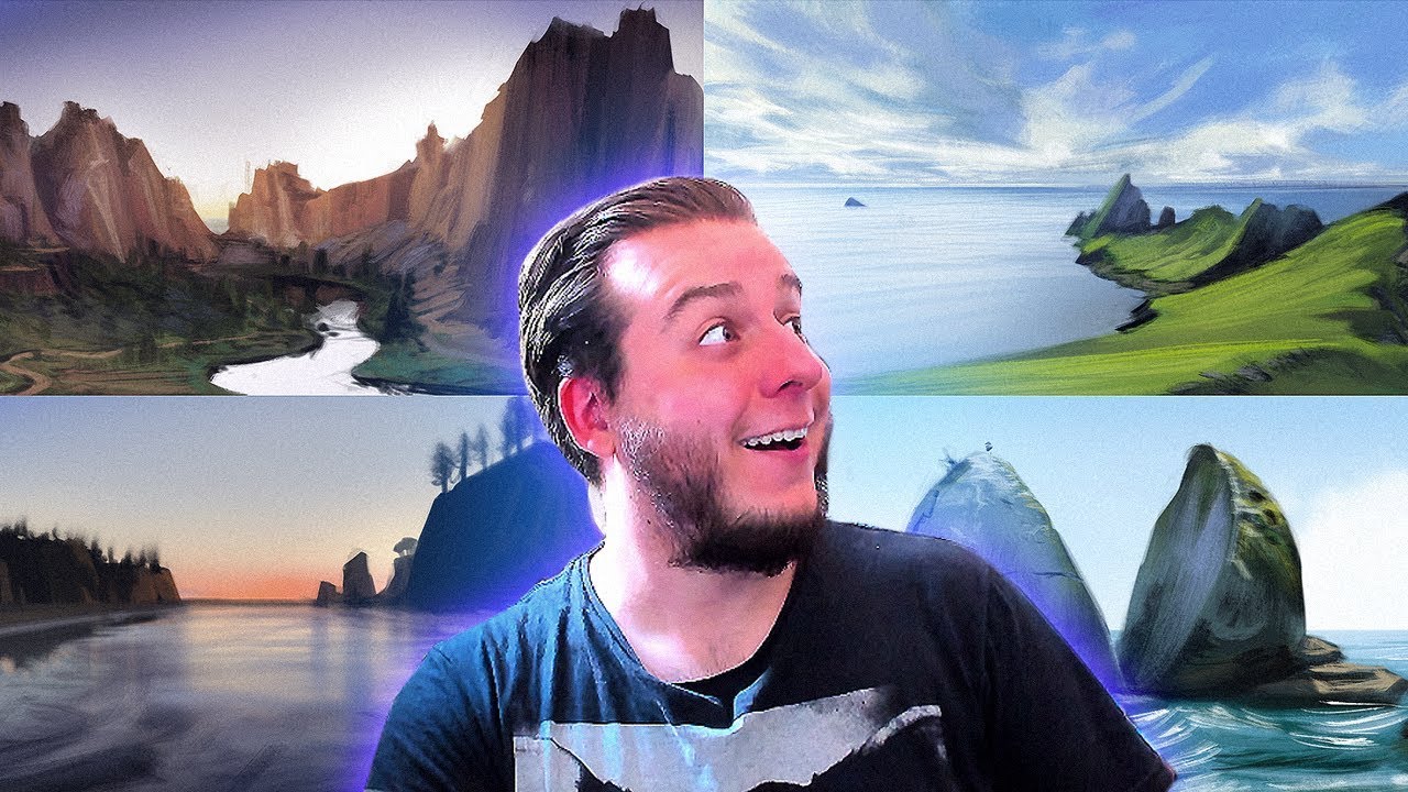 Relaxando com 4 PINTURAS de paisagens! # Estudos de Pintura Digital