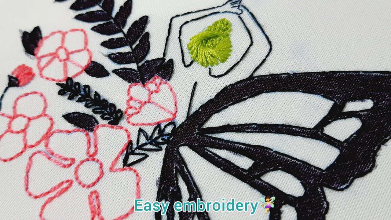Embroidery easy,Amasing embroidery,گلدوزی زیبا و آسان Back stitch,Embroidery for beginner,2022