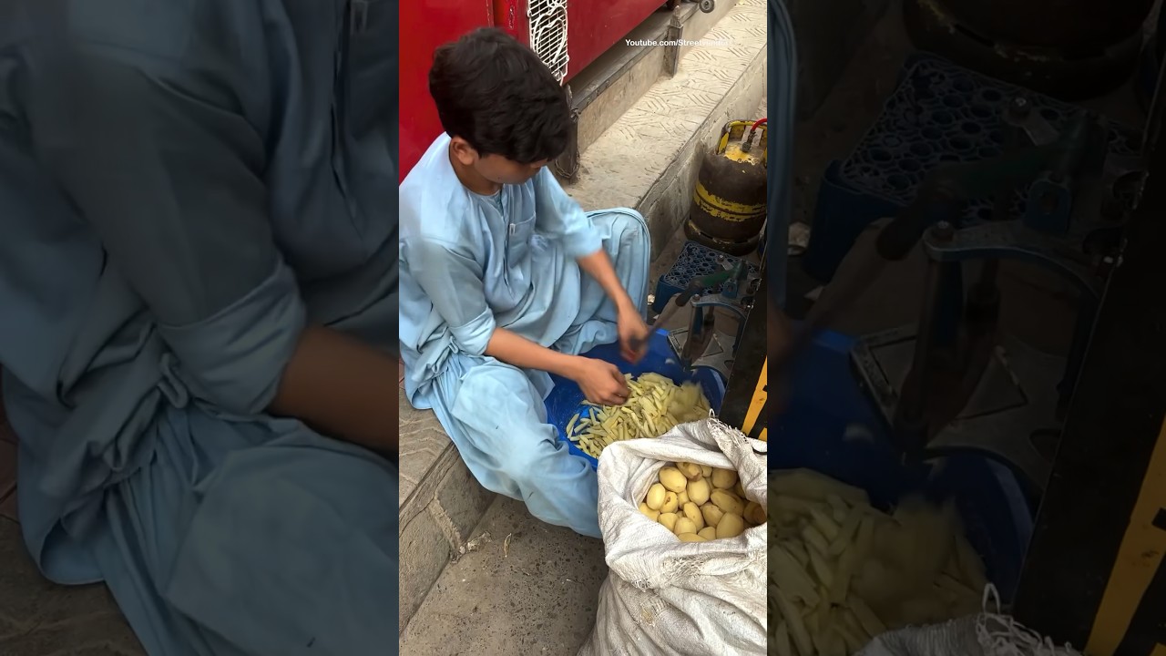 12 Years Old Kid Selling FRENCH FRIES | Hardworking Afghani Kid 
