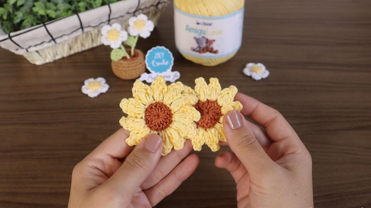 Flor de Crochê Girassol: Aprenda Passo a Passo com a Ju | Fácil e Rápido | JNY Crochê