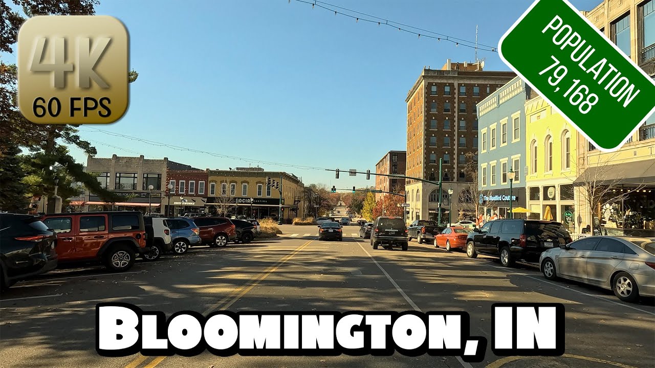 Driving Around Bloomington, Indiana and Indiana University Campus in 4k Video
