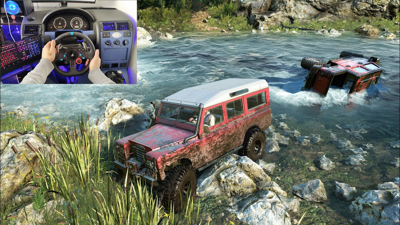 Land Rover 109 Rescue Hummer H2 From the River - SnowRunner Logitech G29 Gameplay