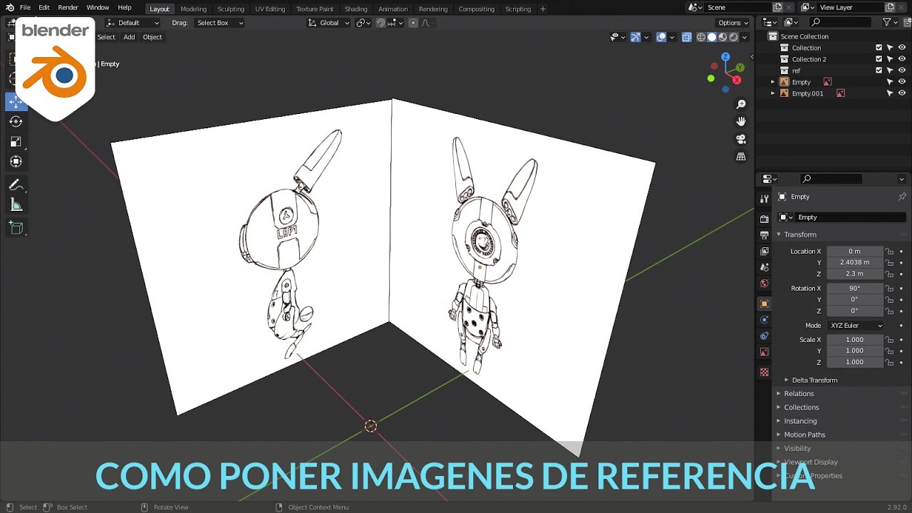 Como colocar imagenes de referencia en Blender 2.92 - Tutorial español