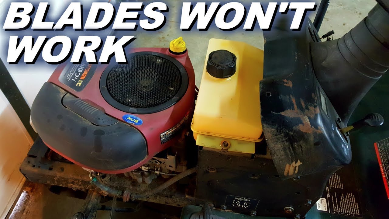 Riding mower blades will not turn on.