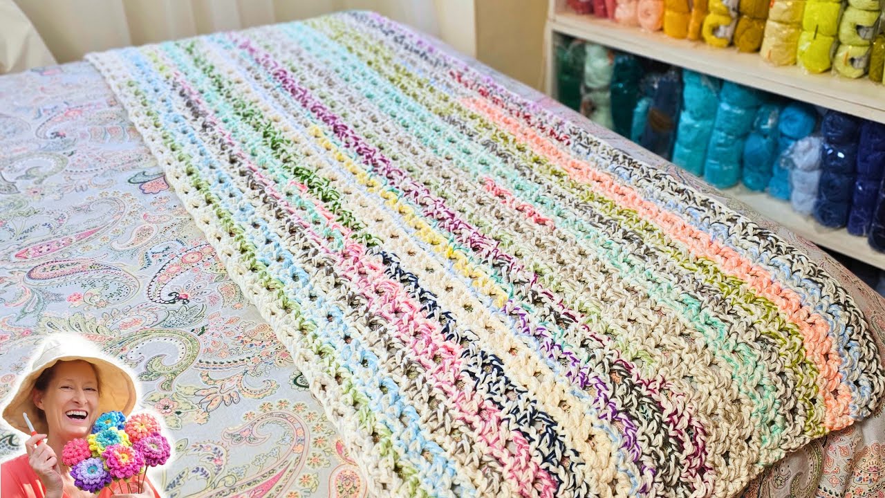 Scraptastic Confetti Cakes Bed Runner | Easy Stash Busting Crochet Project