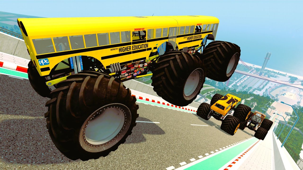 Small AND Big Cars Jump down MONSTER STRUCT  #04 @VehiclesMonsterCar #usa
