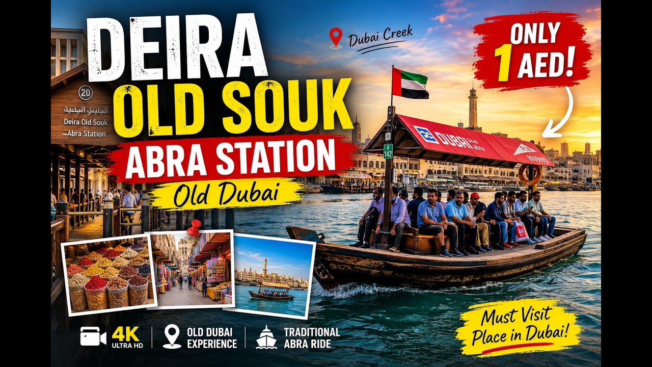Deira Old Souk Abra Station Dubai 🇦🇪 | Amazing 1 AED Abra Ride | Old Dubai Travel Vlog 4K