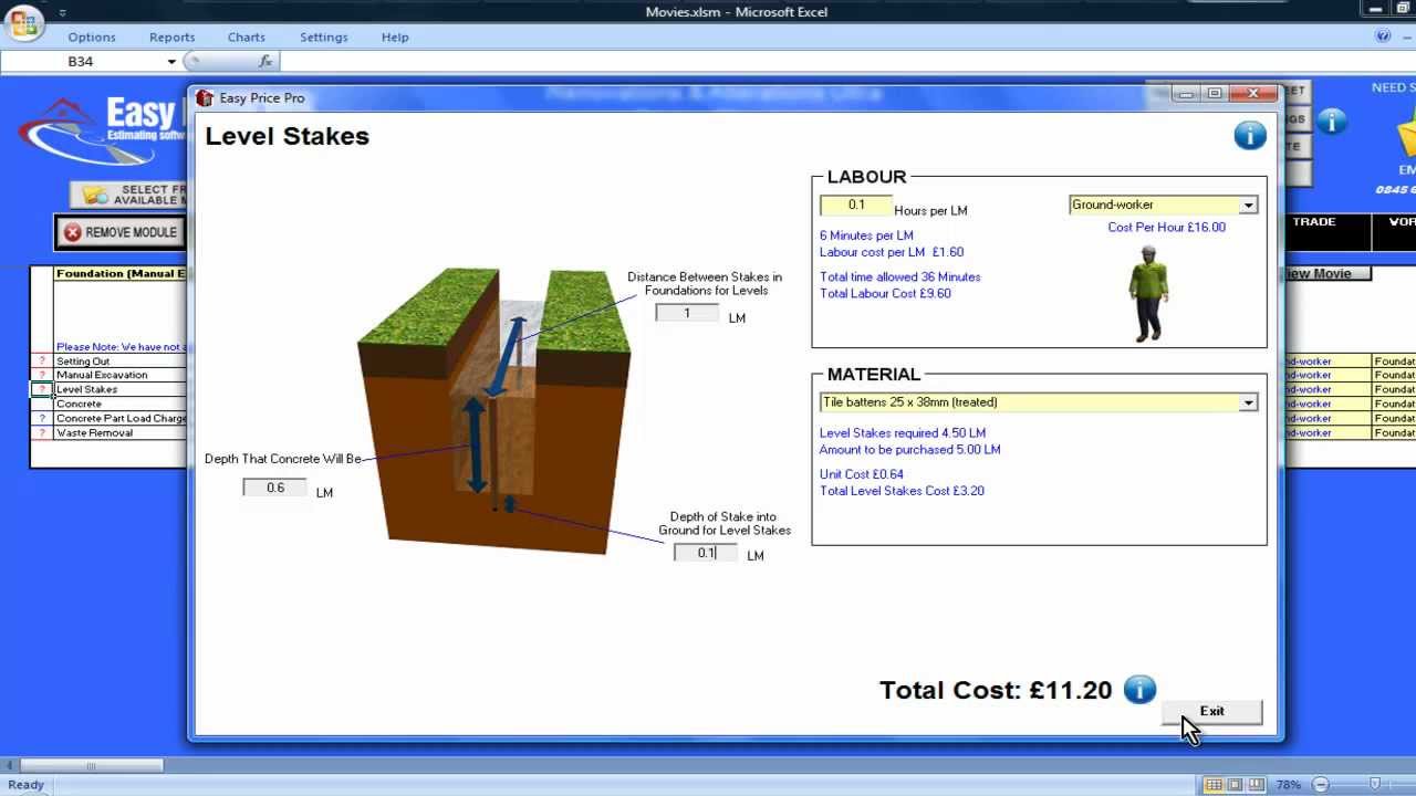Foundations (Manual Excavation) Estimating Module