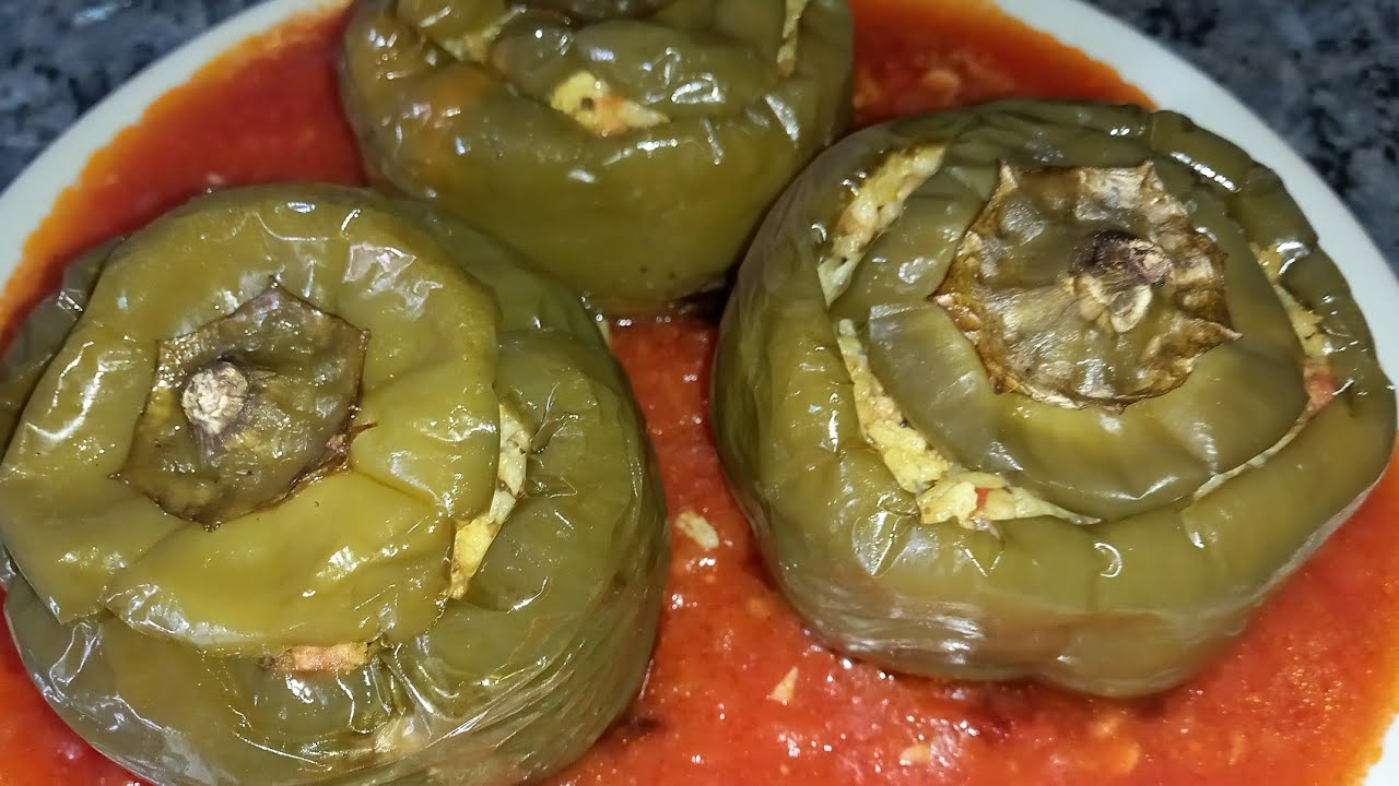 pimientos rellenos de arroz y carne picada (al horno)
