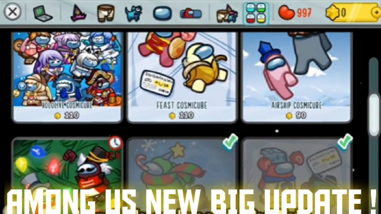 Among Us Big UPDATE‼New Hats,Skins,Pets,Visors,Nameplates and Cosmicube ‼New Hide & Seek Mode🤩🔪🧢🕶️🍖