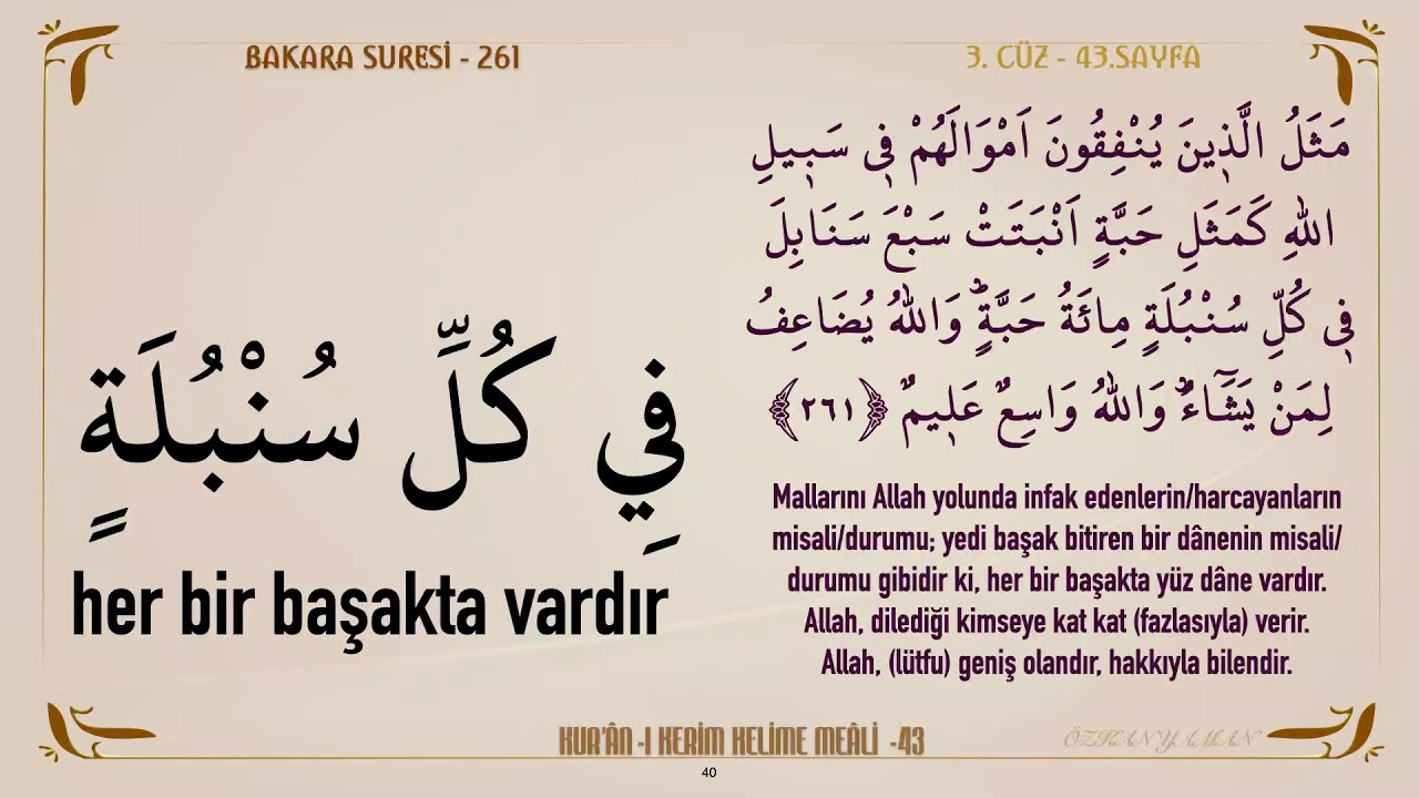KUR'AN-I KERİM KELİME MEALİ 43 | BAKARA SURESİ 260 - 264 (3. CÜZ)