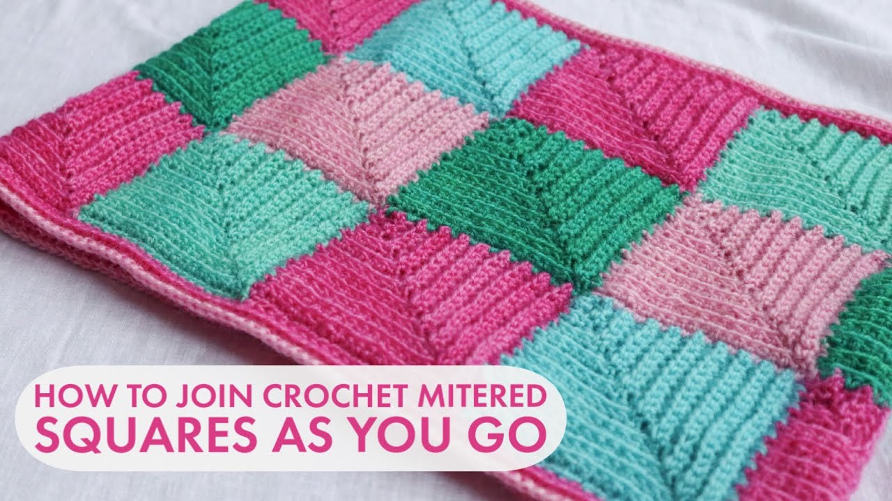 How to join crochet mitered squares together as you go: jayg mitered square crochet tutorial