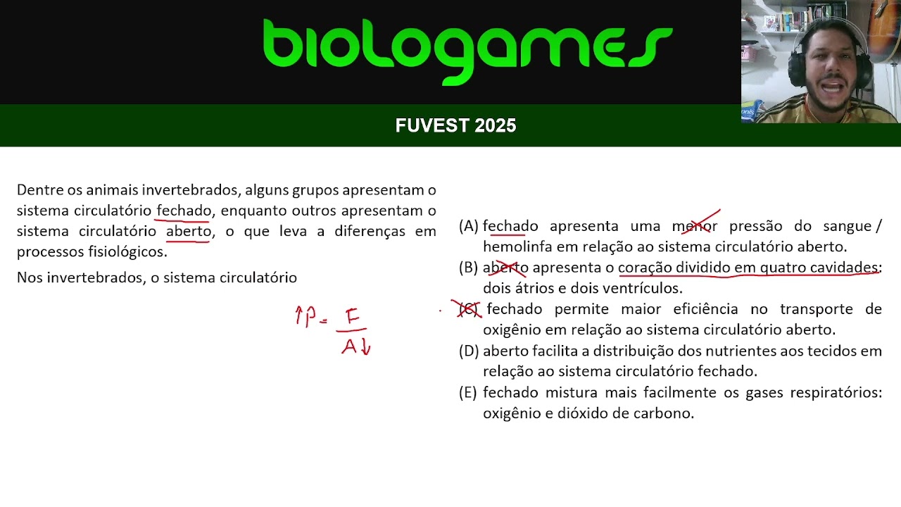 FUVEST 2025 - Fisiologia Animal (Sistema Circulatório dos Invertebrados)