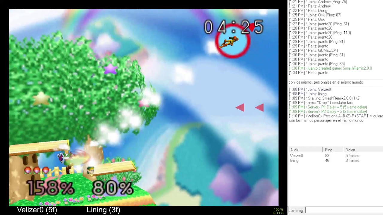 Smash 64 Remix RMG-Kaillera Netplay - Velizer0 vs Lining