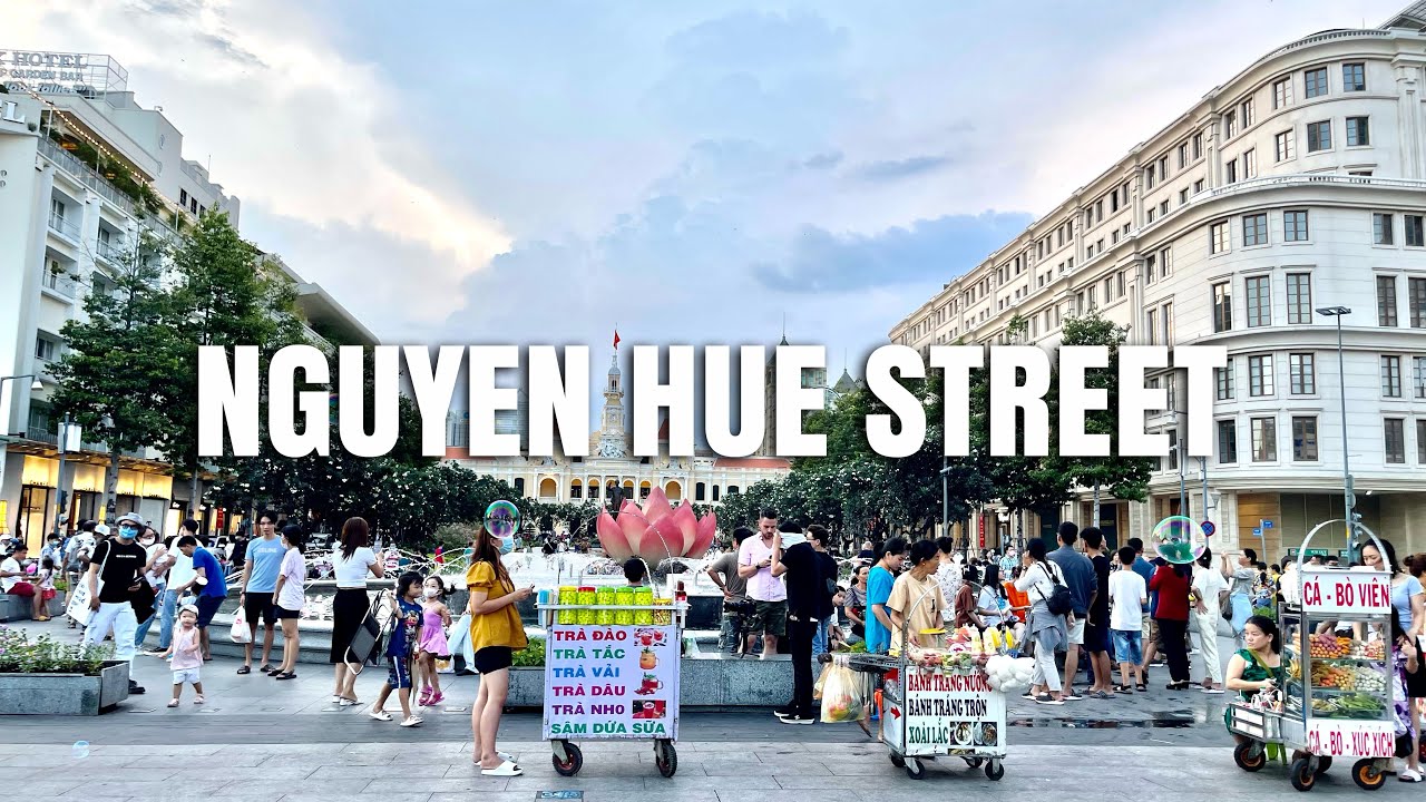 [4K] Nguyen Hue Walking Street Tour in Downtown Ho Chi Minh City | Vietnam
