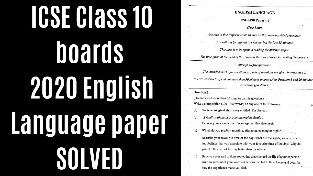 ICSE Class 10 Boards 2020 English Language Paper Solved