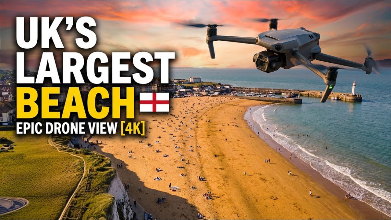 Margate from above: Discover the UK's Largest Beach Drone Journey [4K] |🏴󠁧󠁢󠁥󠁮󠁧󠁿 #drone #uk