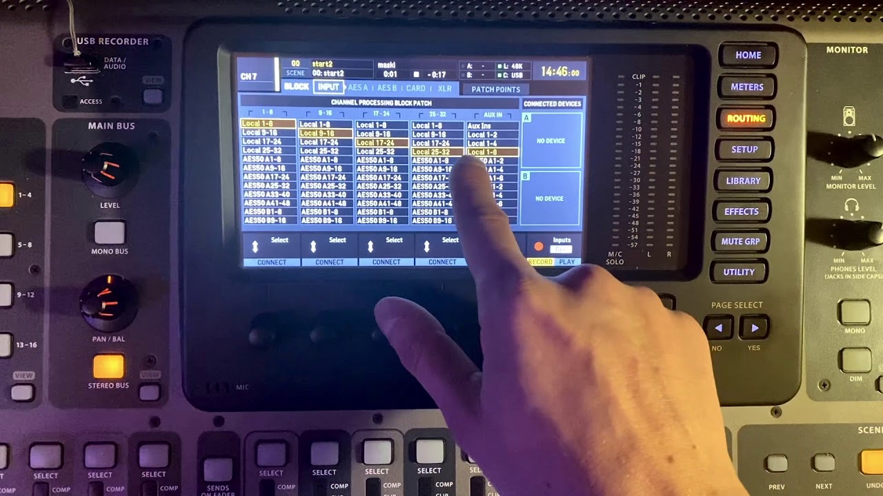 патчинг локальных входов и выходов Behringer x32