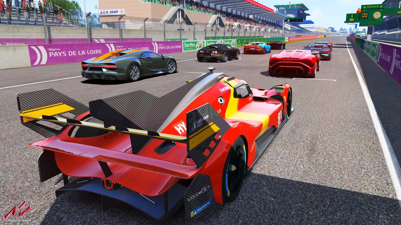 Ferrari 499P LMP1 (900hp) vs. Bugatti Veyron SS (1500hp) - Le Mans (Assetto Corsa)