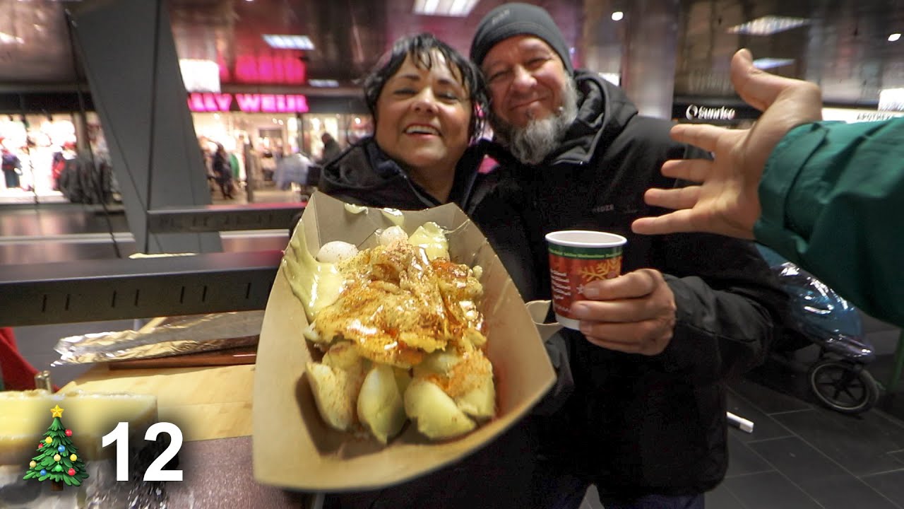 mis SUEGROS prueban COMIDA callejera en Suiza | Navidad día 12