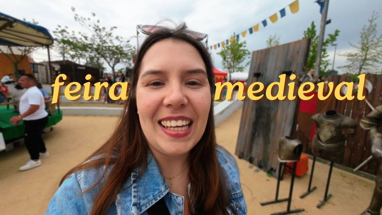 brincadeiras, barracas e comidas em uma feira medieval