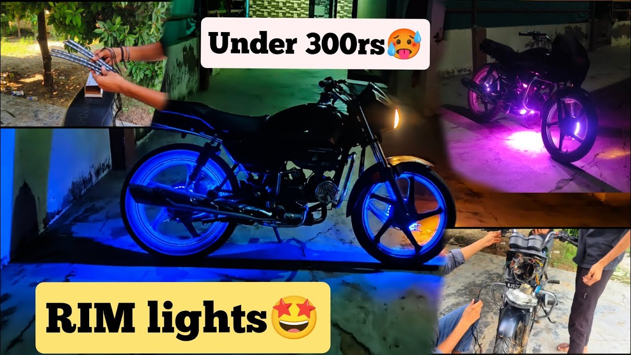 Remote Control Atmosphere Light🚨 installing in Splendor 🤩|| best wheel 🛞 light under 300rs 