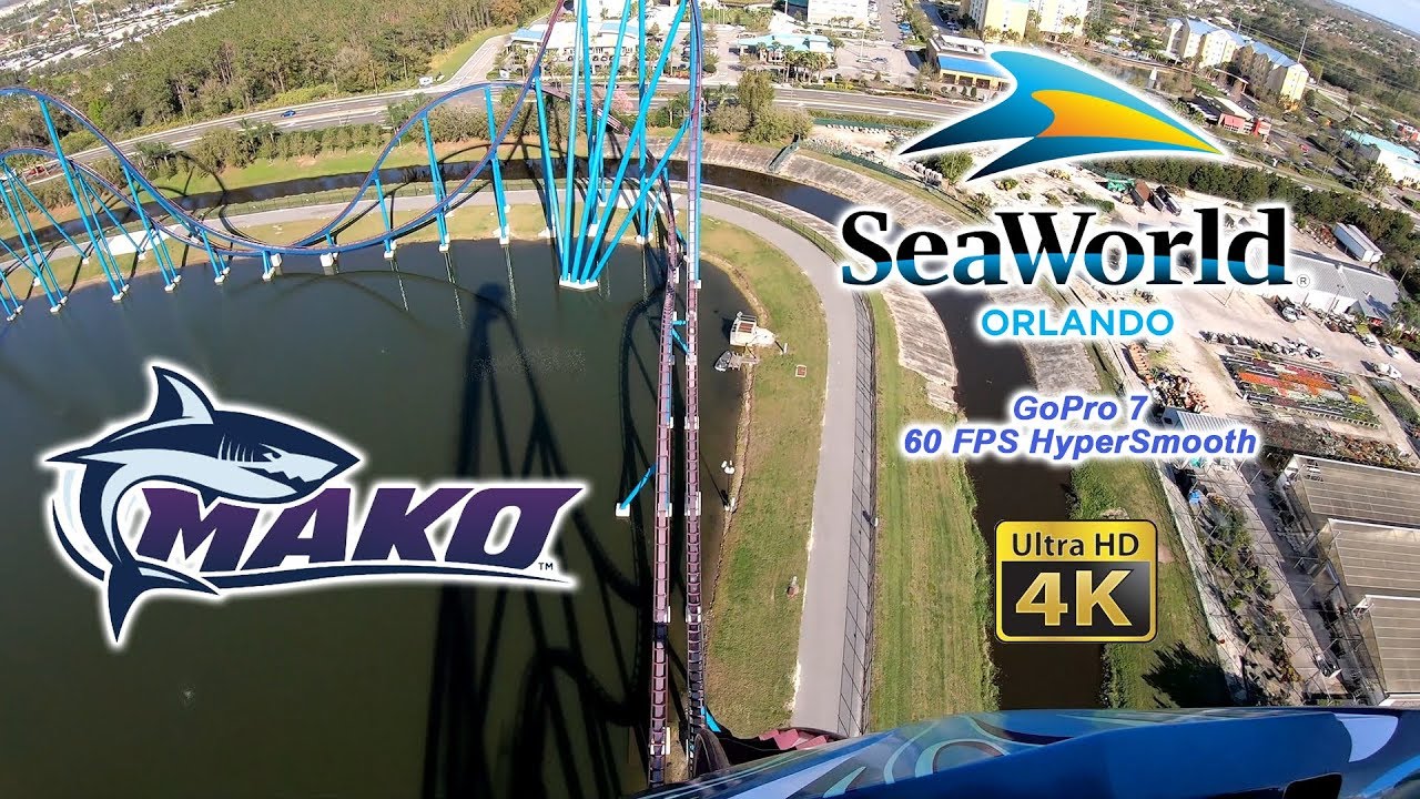 2019 SeaWorld Orlando Mako Roller Coaster Front and Back Seat On Ride Ultra HD 4K POV HyperSmooth