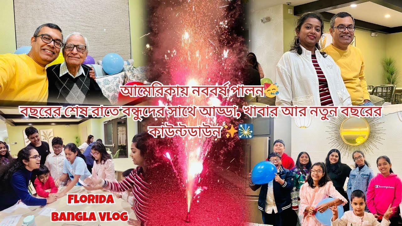 আমেরিকায় নববর্ষ পালন🥳 বছরের শেষ রাতে বন্ধুদের সাথে আড্ডা, খাবার আর নতুন বছরের কাউন্টডাউন ✨🎇