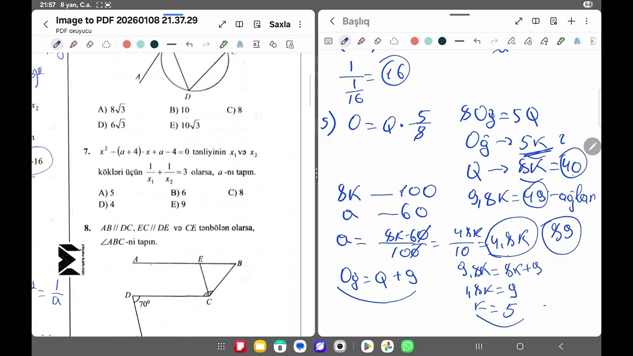 9-cu sinif / Movzu sınağı 4 / B variantı / MHM