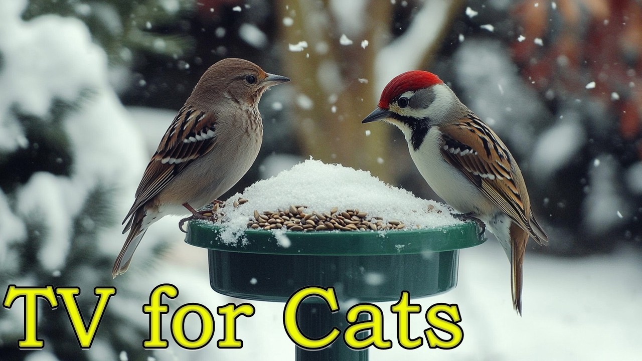 Bird Watching for Cats 🐱 Close-Up Birds Eating Seeds