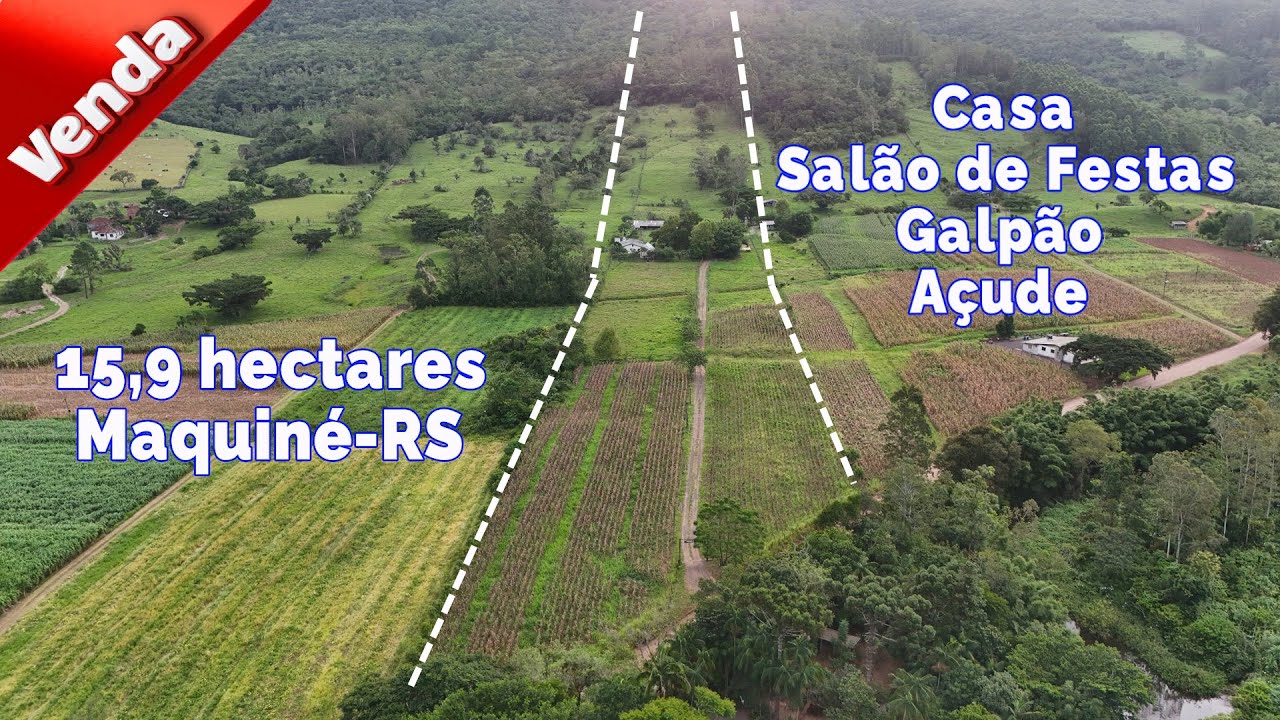 🏡 CHÁCARA COM SALÃO DE FESTAS - 15 HECTARES COM CAMPO CASA E GALPÃO- MAQUINÉ-RS R$1.35 mi
