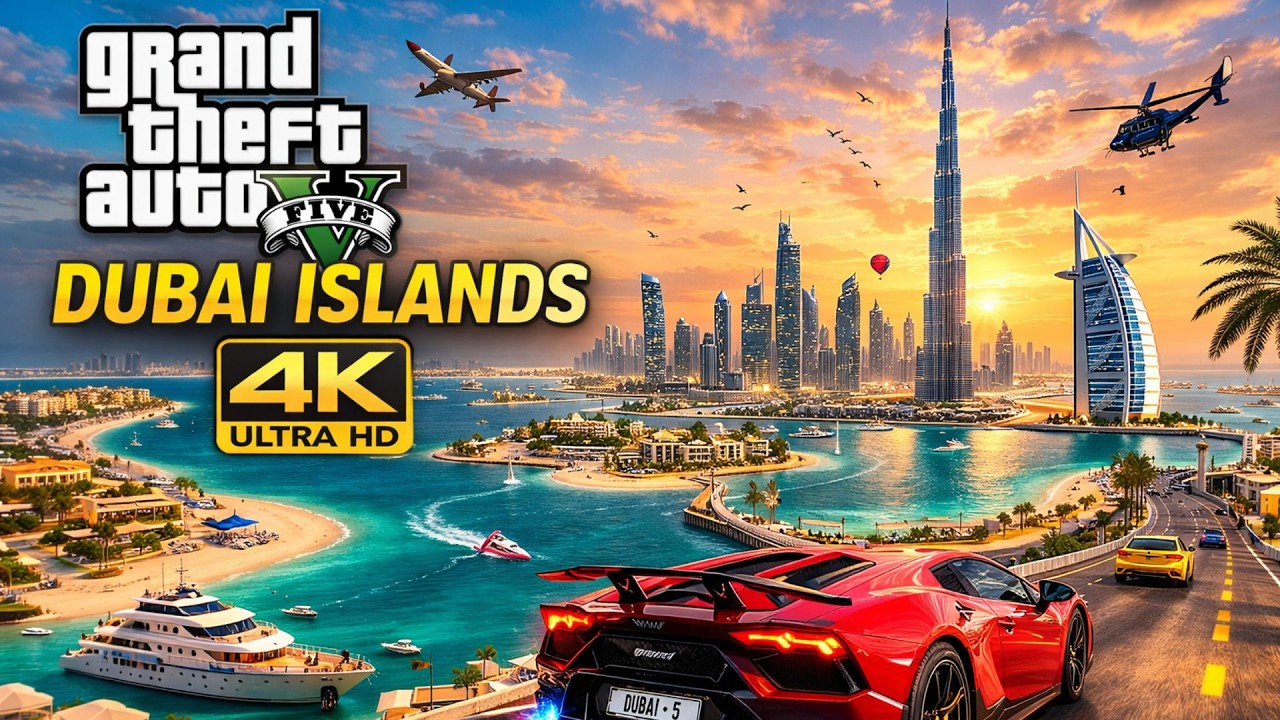 GTA V Dubai Islands Mod – Exploring Luxury Islands in GTA 5 (4K) #youtubeshorts #subscribe #shorts
