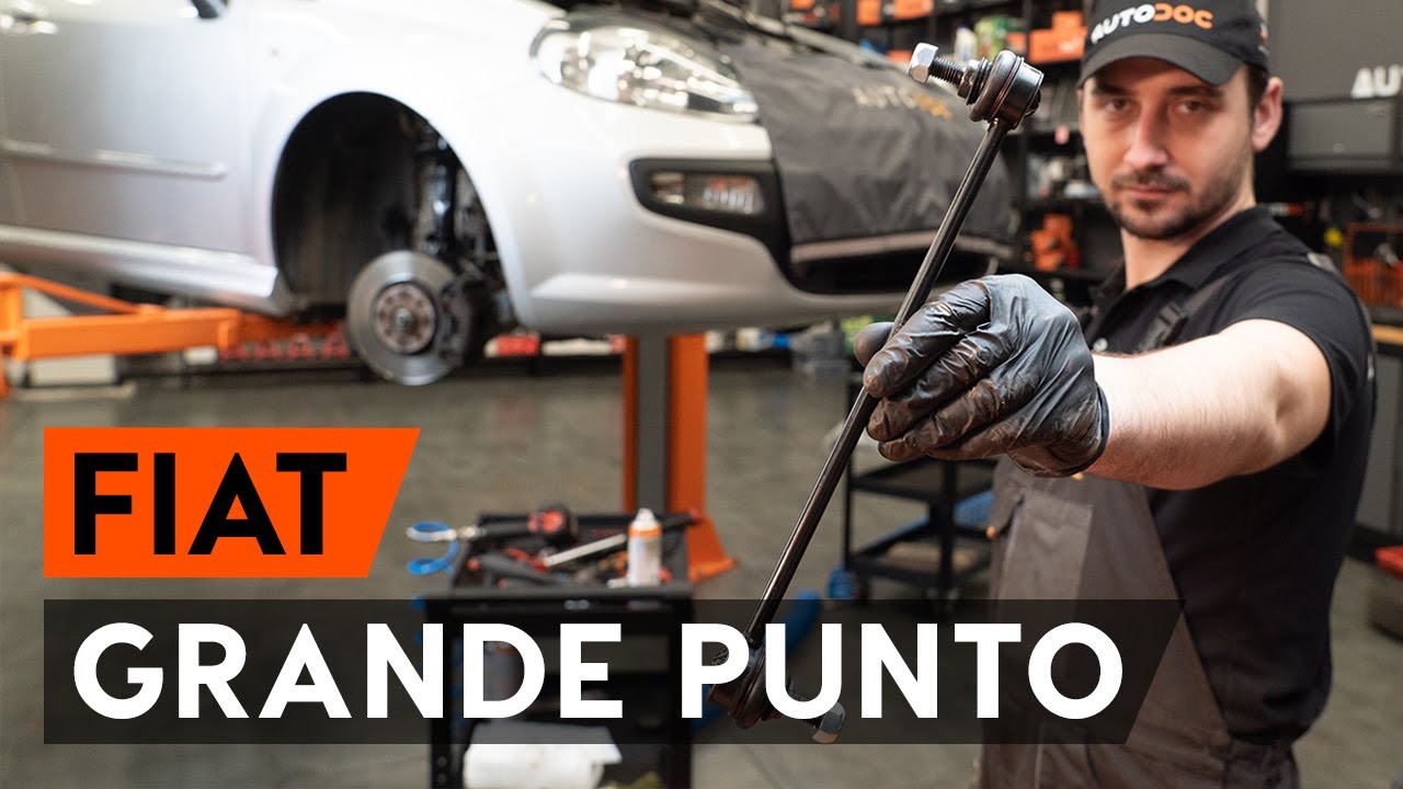 How to change front anti roll bar link / front drop link on FIAT PUNTO 199 [TUTORIAL AUTODOC]