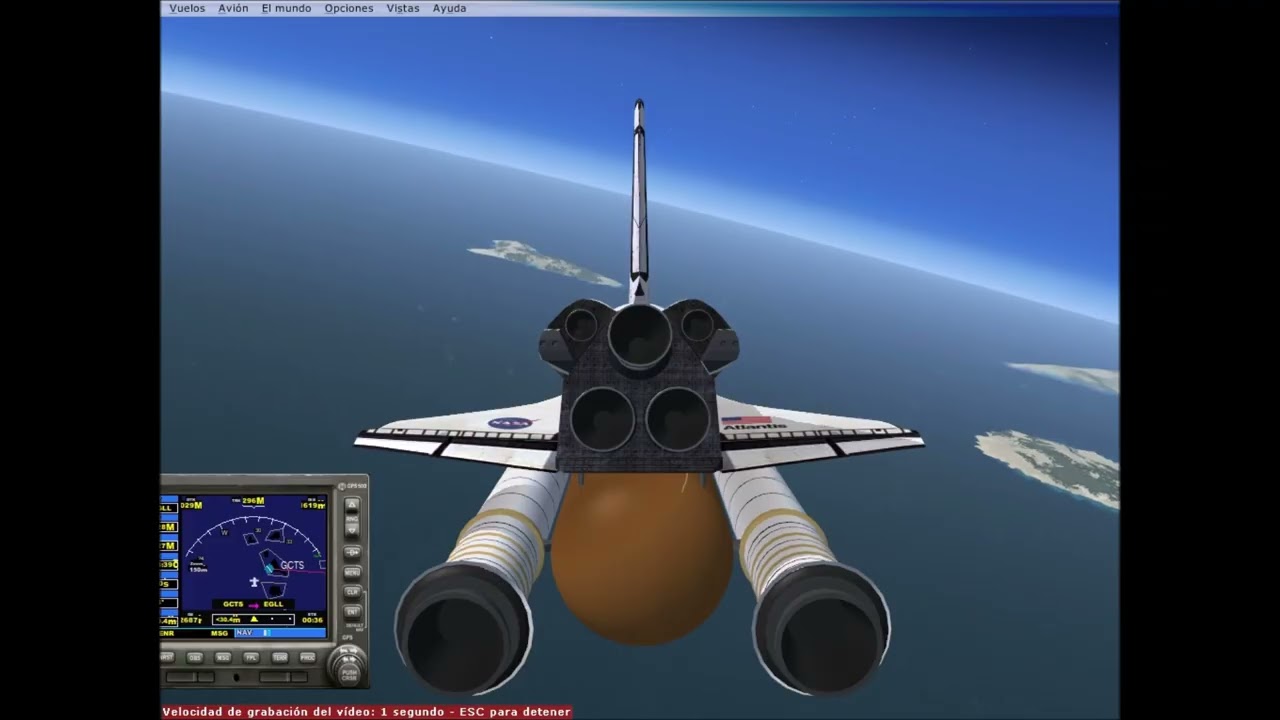 MICROSOFT FLIGHT SIMULATOR X.NAVE:SPACE SHUTTLE.VUELO DESDE LA ISLAS CANARIAS A LAS ISLAS BALEARES