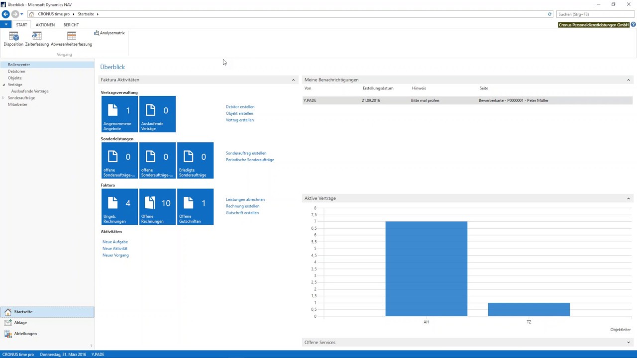 Software Zeitarbeit BSS.TIME auf Basis von Dynamics 365 Business Central - ehemals  Dynamics NAV