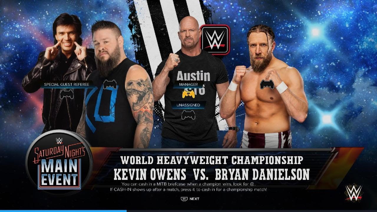 WWE 2K24 Kevin Owens Vs Bryan Danielson - World Championship - Saturday Night's Main Event