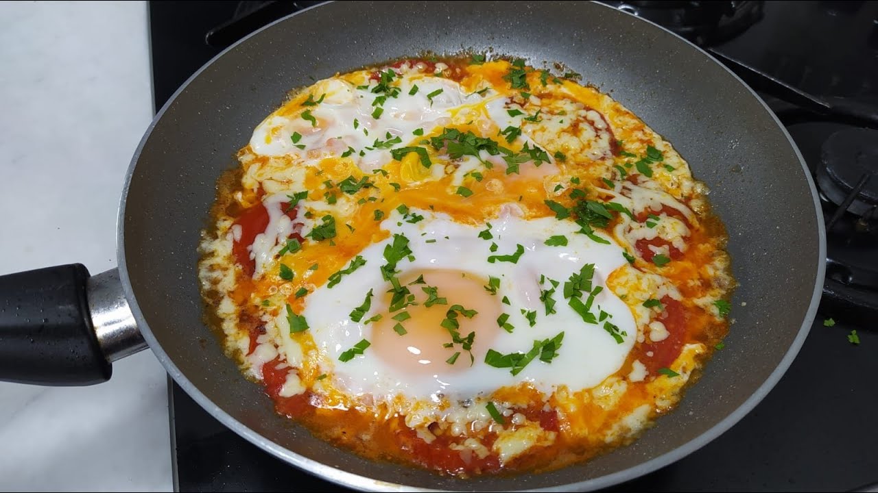 Таких вкусных яиц я еще не ела! Простой и легкий завтрак! Быстрый рецепт. помидор и яйца