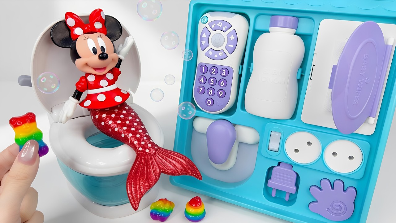So Satisfying ASMR Minnie Mouse Big Bathroom Busy Board Toy Toilet Surprise & Sensory Play 2026