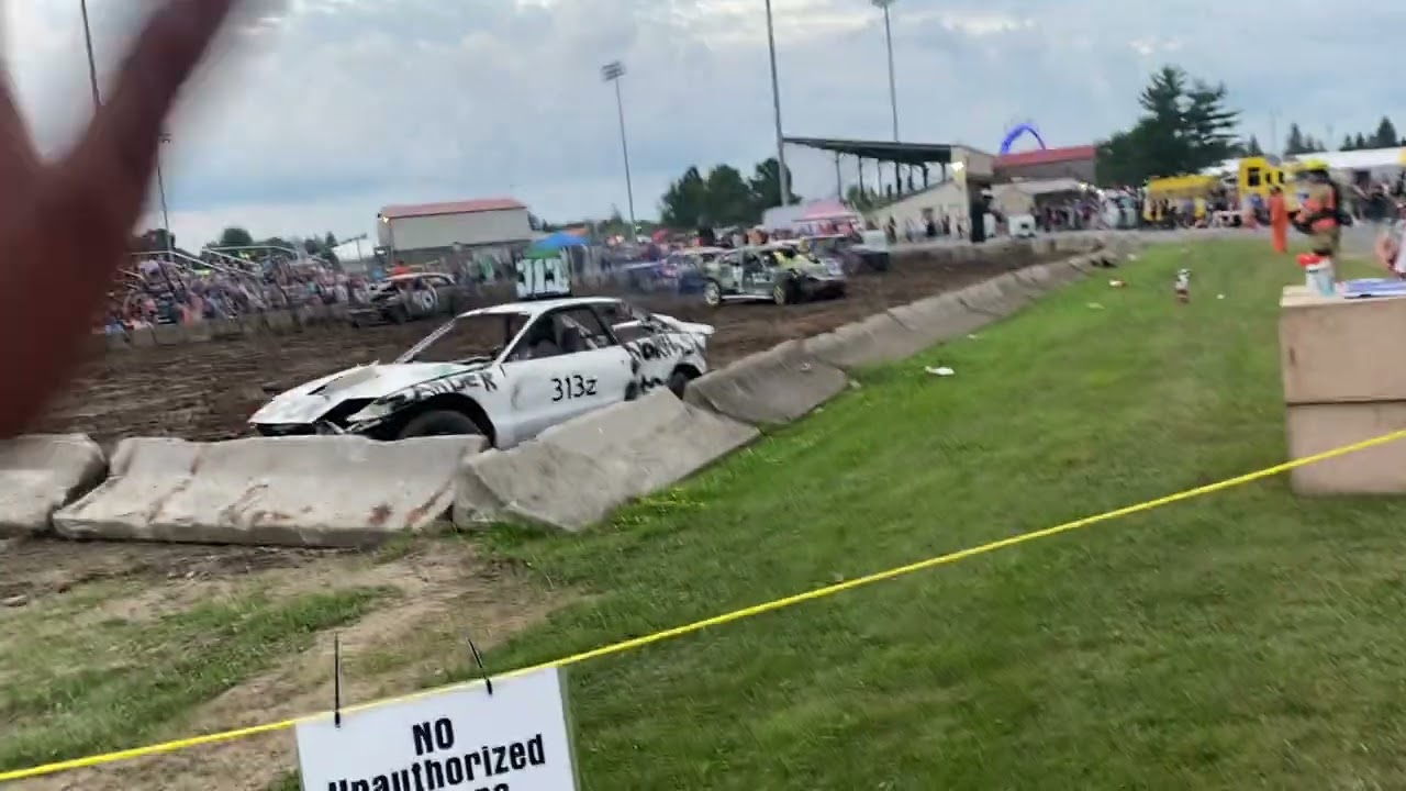 Watertown demolition derby feature with fight in the stands! 2023