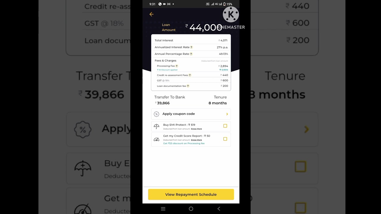 kreditbee processing fee100% new  coupon code today let's try friends #loan #loanapps