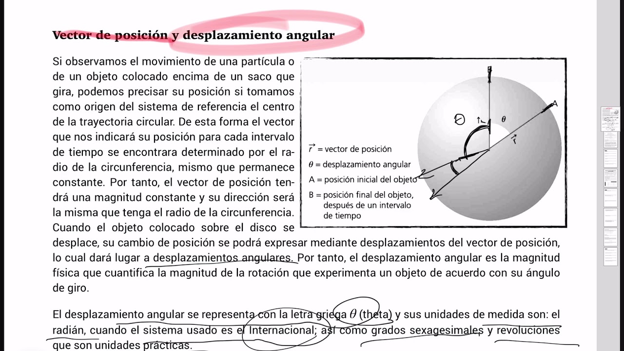 MCU - Vector posición, desplazamiento angular y ejercicios