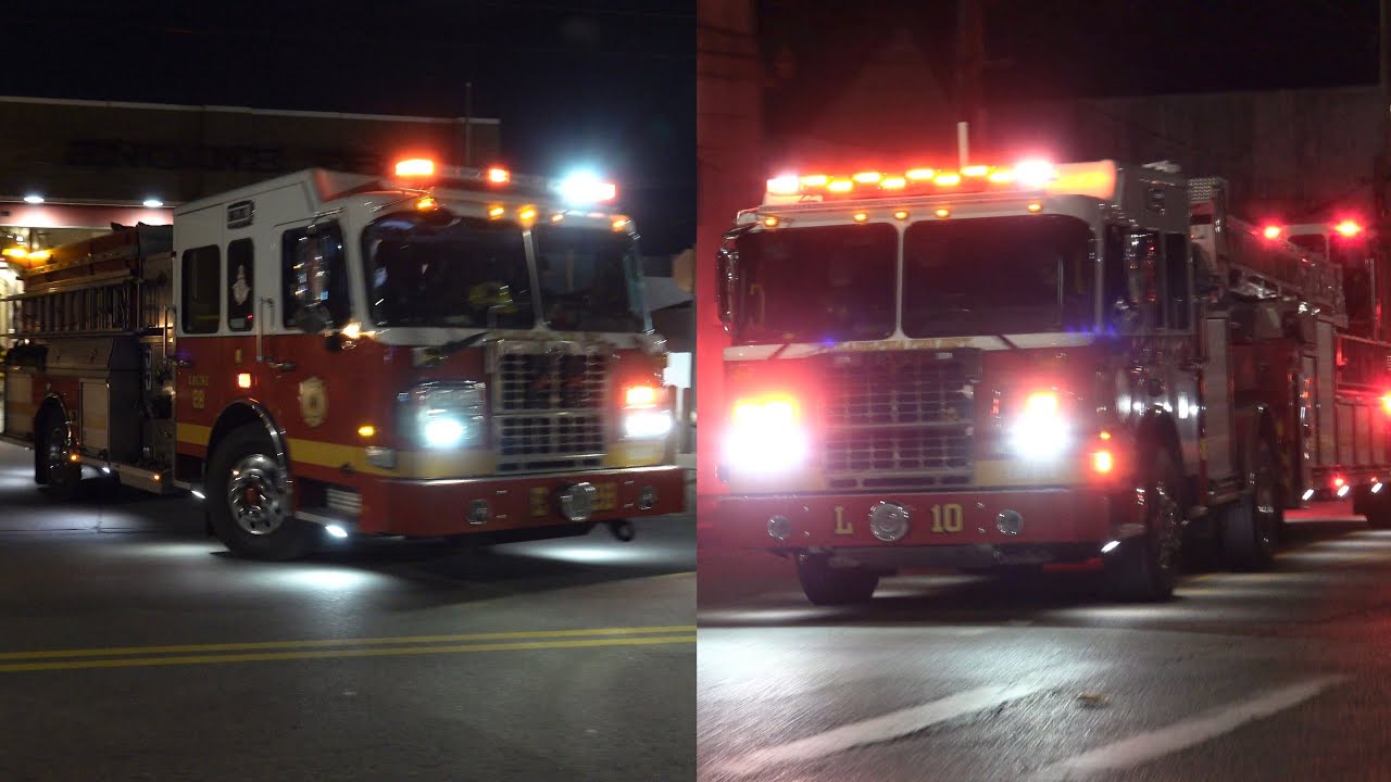 Philadelphia Fire Department Engine 28 & Ladder 10 Responding 