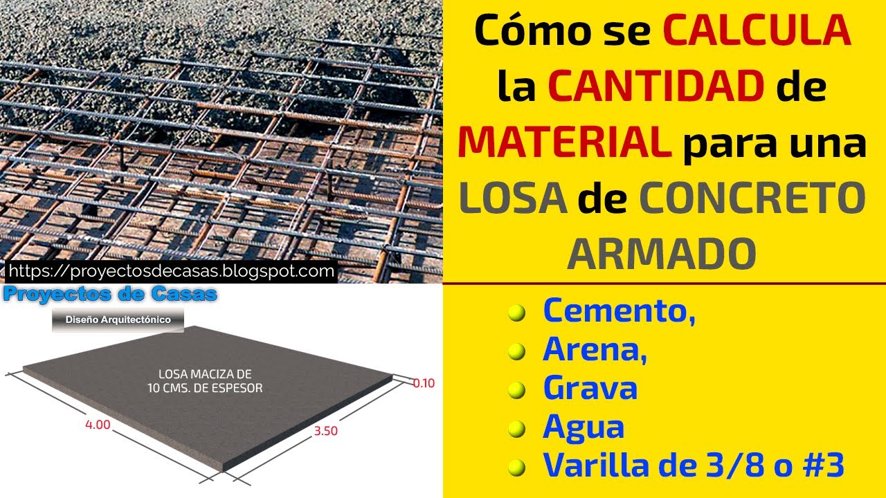 Calcular Material Losa de Concreto, Cemento, Arena, Grava, Varilla│Cuantificaci&oacute;n de Materiales
