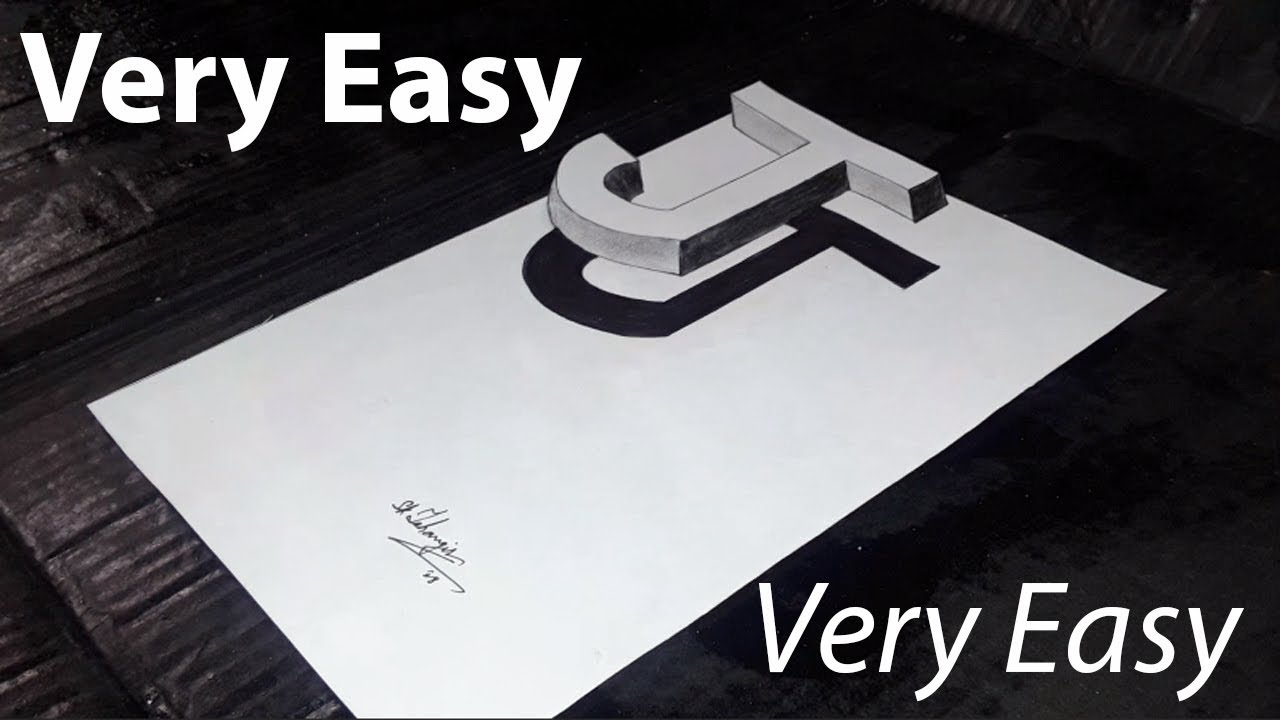 Easy | How To Draw 3D Floating Latter 'J' Stap  By Stap | Anamorphic Illusion. 3D Trick Art on paper